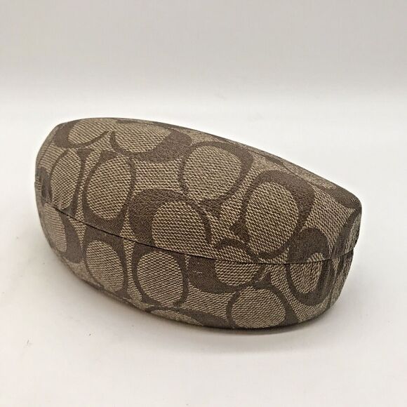 Coach Signature C Monogram Tan Brown Hard Clamshell Eyeglass Storage Flip Case - Picture 6 of 9